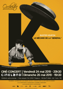 Affiche ciné-concert Le mecano de la General orchestre d'harmonie de Saint-Brieuc 2019