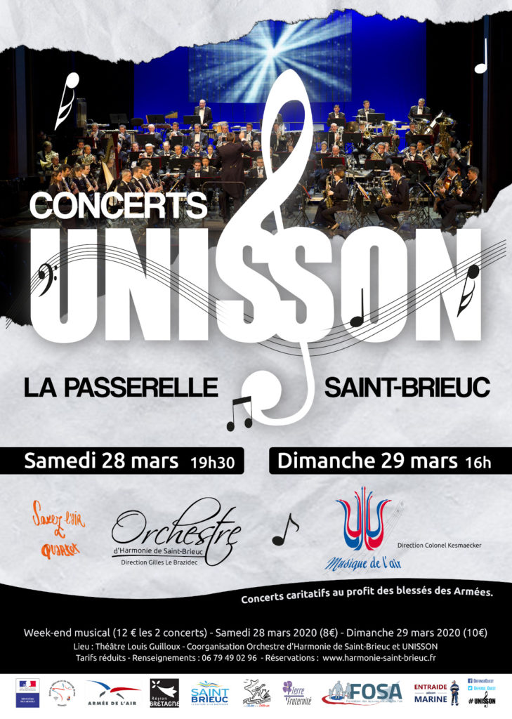 Affiche concert caritatif UNISSON 2020 St Brieuc
